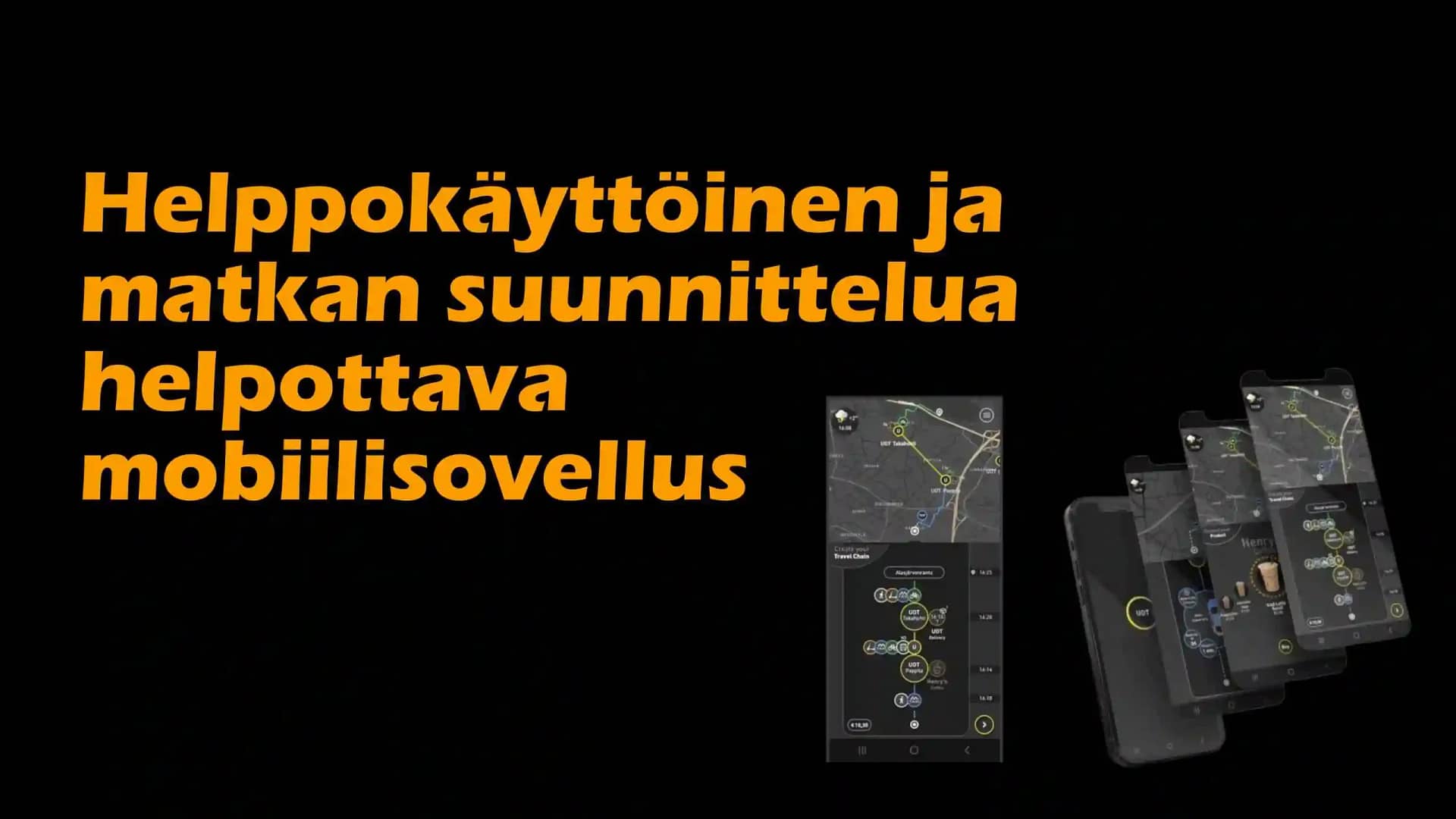 Kuvassa on esitettynä helppokäyttöinen Urban Track -mobiilisovellus.